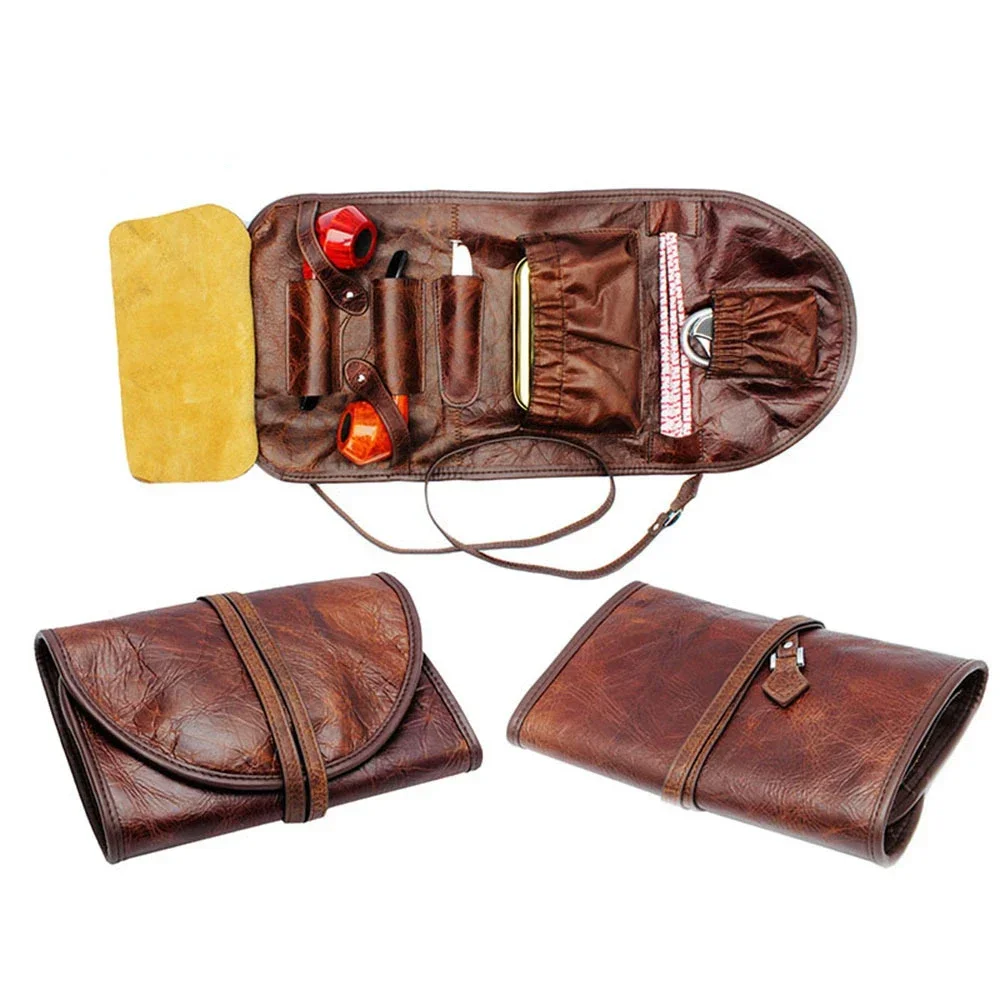 Leather Smoking Tobacco Pipe Pouch Bag Organize Case Cigarette Holder Smoking Paper Holder Case Wallet Bag Pipe Case