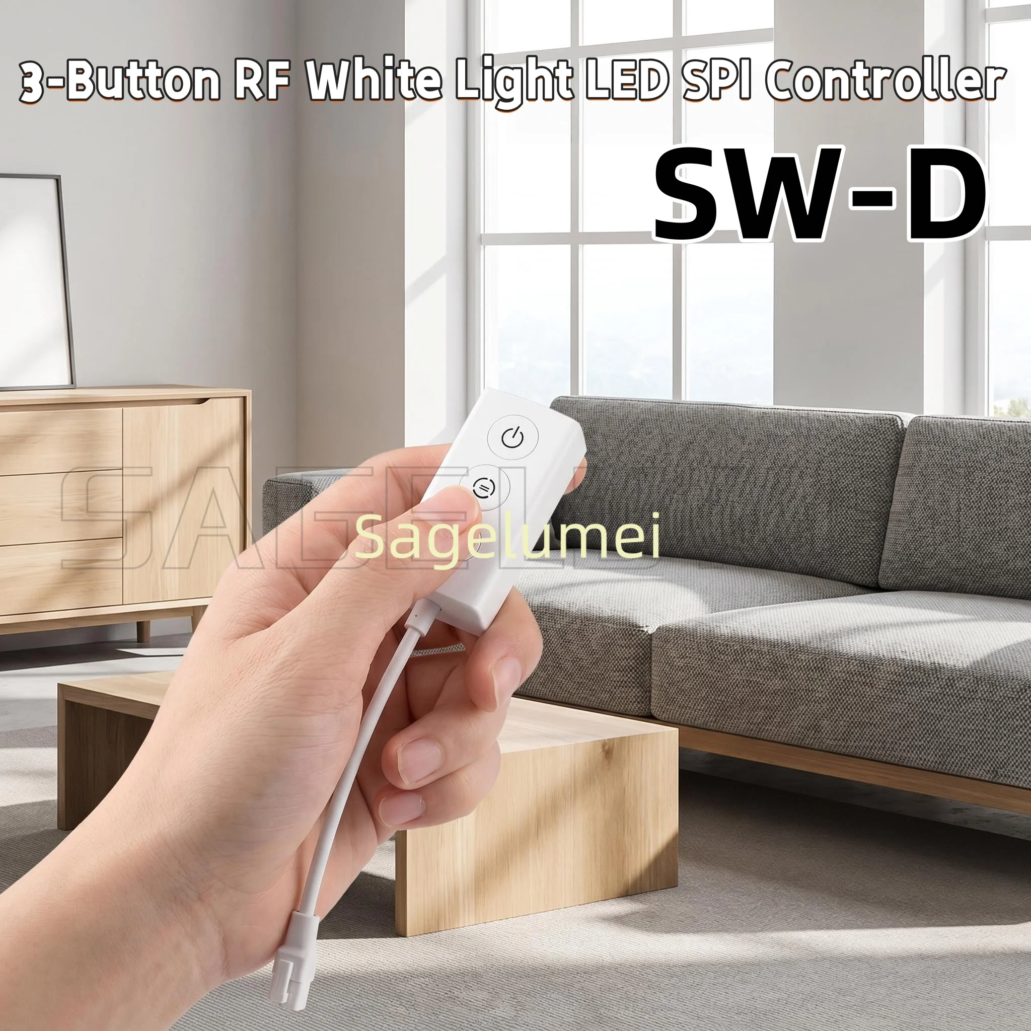 

3-Button RF White Light LED SPI Controller With Single-wire SPI signal Output Compatible With 15 types of Pixel Light Strips