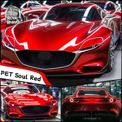 PET Glossy Metallic Soul Red Car Wrap Vinyl Film Self Adhesive Protective Film with Air Bubble Free 1.52*18M