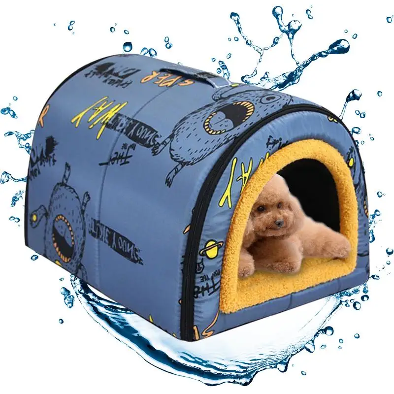 Pet Shelter Comfortable Cat Warm Cave Lovely Bow Design Puppy Winter Bed House Kennel Fleece Puppy House pets Winter Shelter