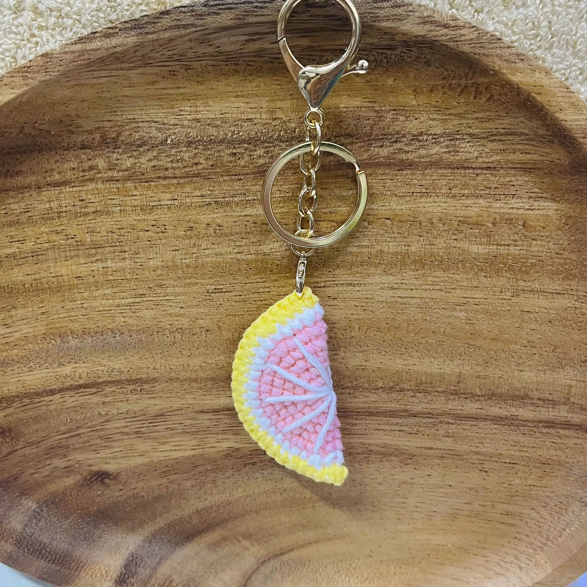 Niedliche Gehäkelte Frucht-Anhänger Gestrickte Zitrone Wassermelone Schlüsselanhänger DIY Haarspange Gestrickte Anhänger – Detail 6