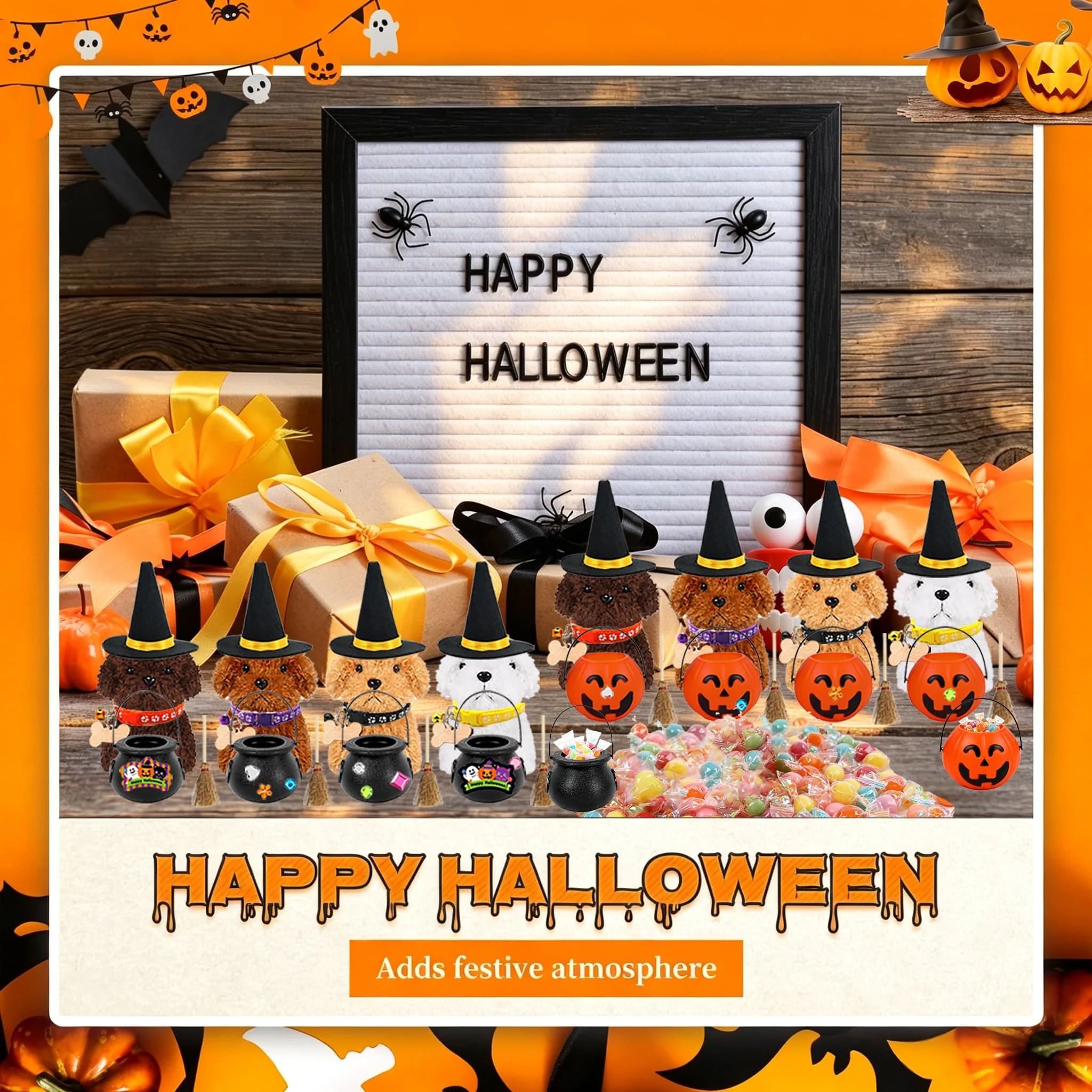 8-48Pcs DIY Halloween Stuffed Animal Puppy Stuffed Animals Bulk With Hats Pumpkin Jar Adopt A Puppy Party Favors Birthday Gifts view 4