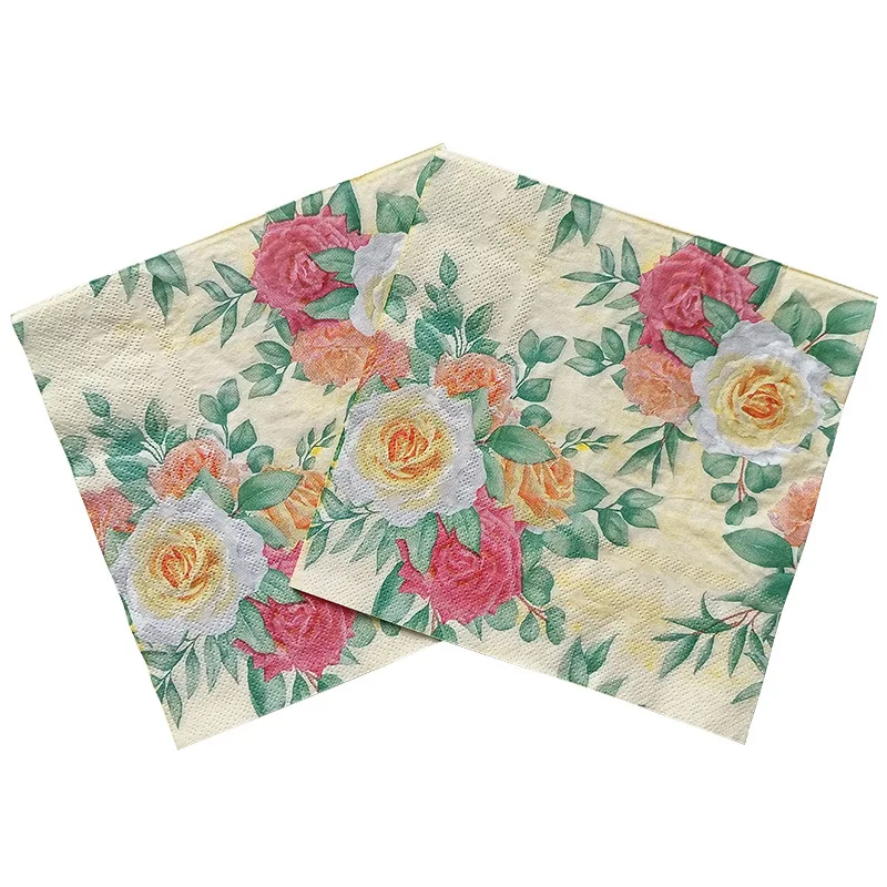 20Pcs/Pack Decoupage Animal Party Flower Paper Napkins Double Layer Wood Pulp Paper Elegant Tissues For Wedding Party Decoratio
