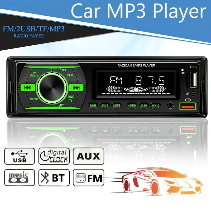 

Universal Car Radio Stereo FM Wireless MP3 Audio Player | Cellphone Handfree Digital USB/SD With In Dash Aux Input, LCD Display