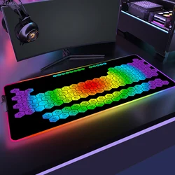 RGB Mouse Pad Periodic Table of Elements Gaming XXL Mousepad Keyboard Mat Led Deskmat Rubber No-slip with Backlit Desk Mat 90X30