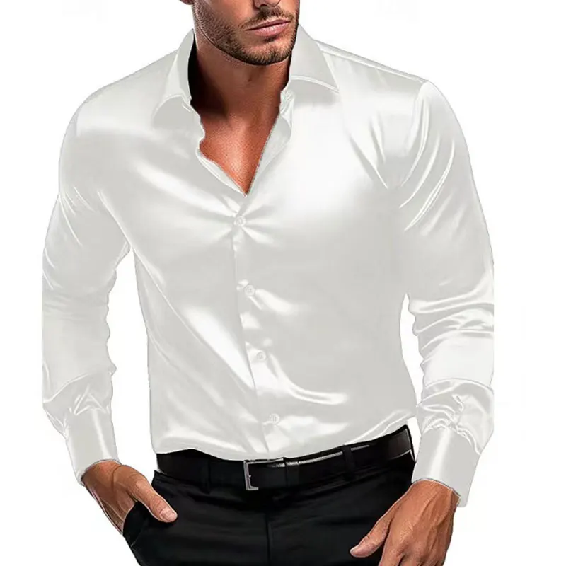 6XL men\'s shirt formal Long sleeve Spring and Autumn ice silk business casual high quality free wear breathable slim plus size