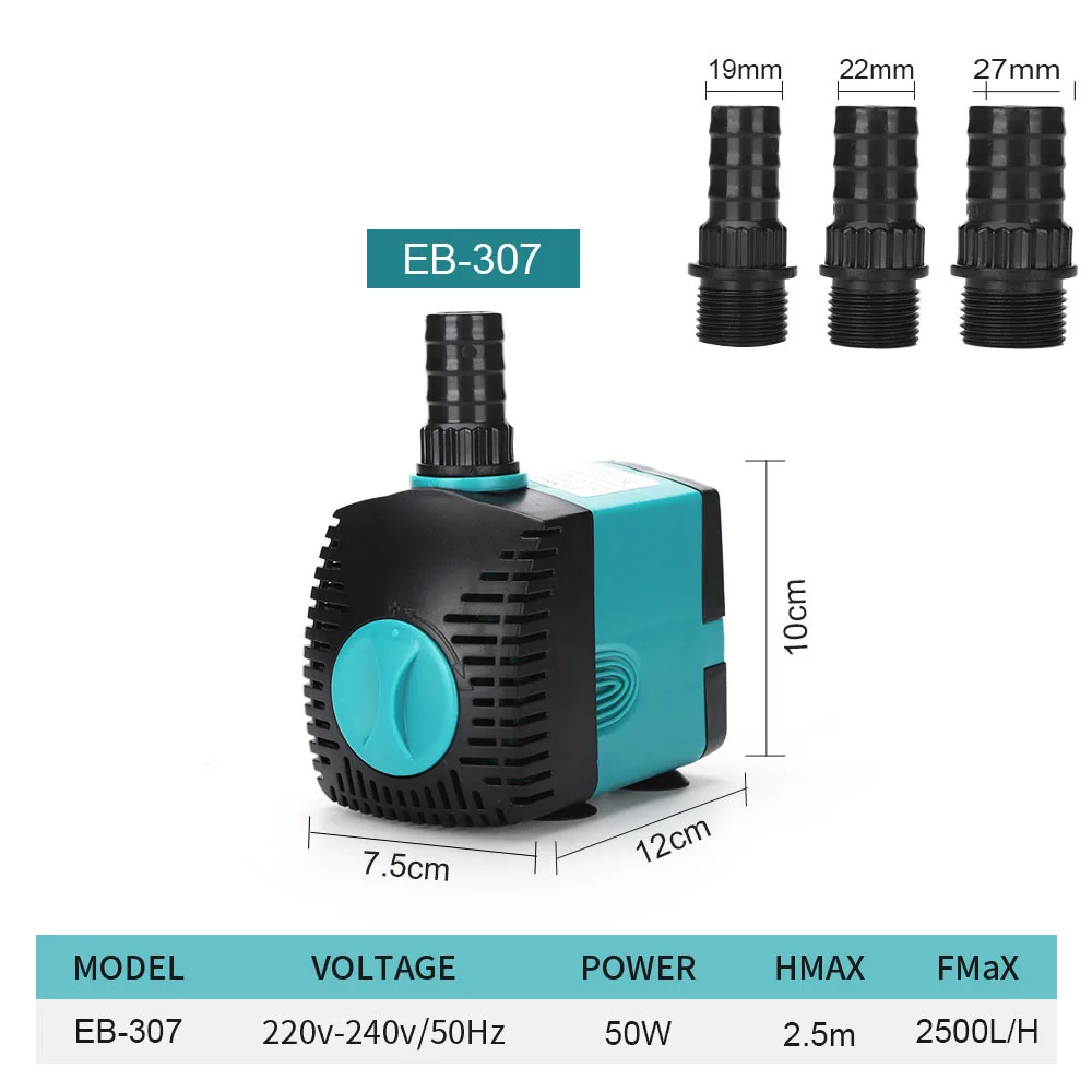 Aquarium Pump Energy-saving Submersible Water Pump Ultra-Quiet Filter Fish Pond Fish Tank Fountain 3/6/10/15/25/35/50/60W