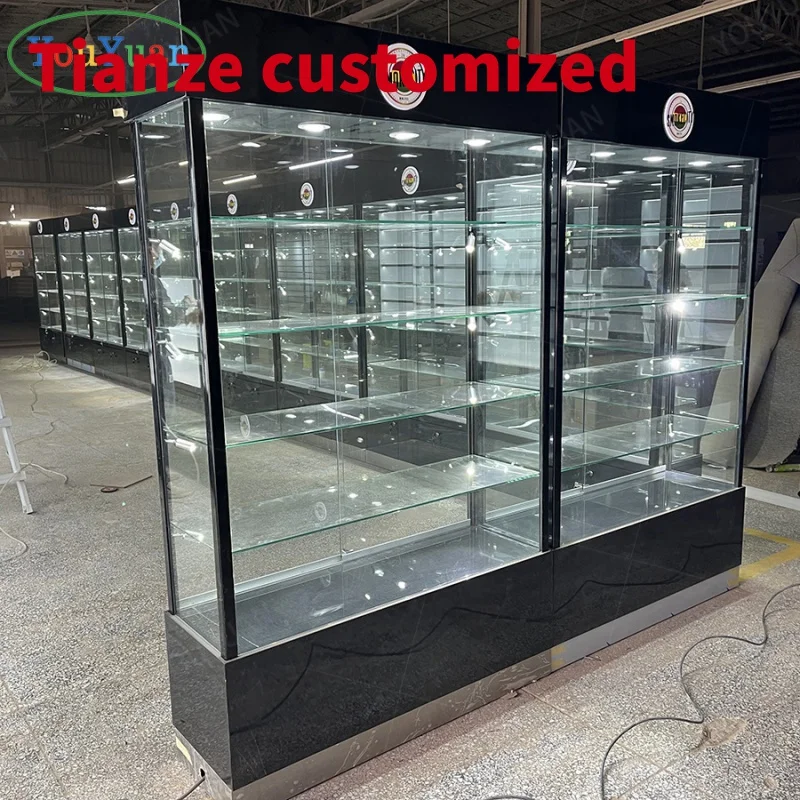 

(customized)Overhead locking glass showcase smoke shops smokeless displays display kiosk