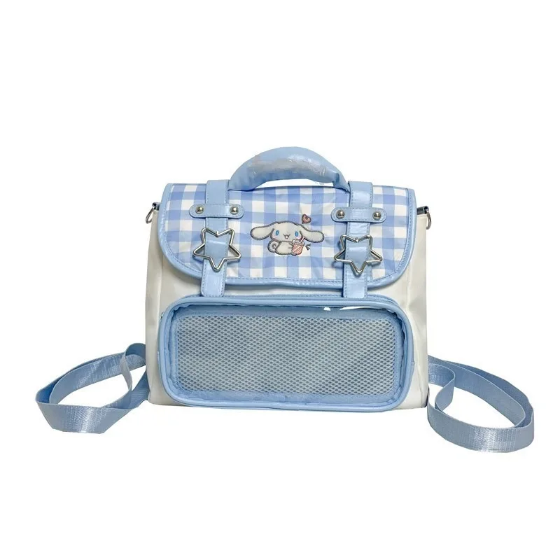 

Blue Checker Jade Guigou anime Anime Canvas Backpack Cute Fresh Sweet Style PVC Material Flap Backpack