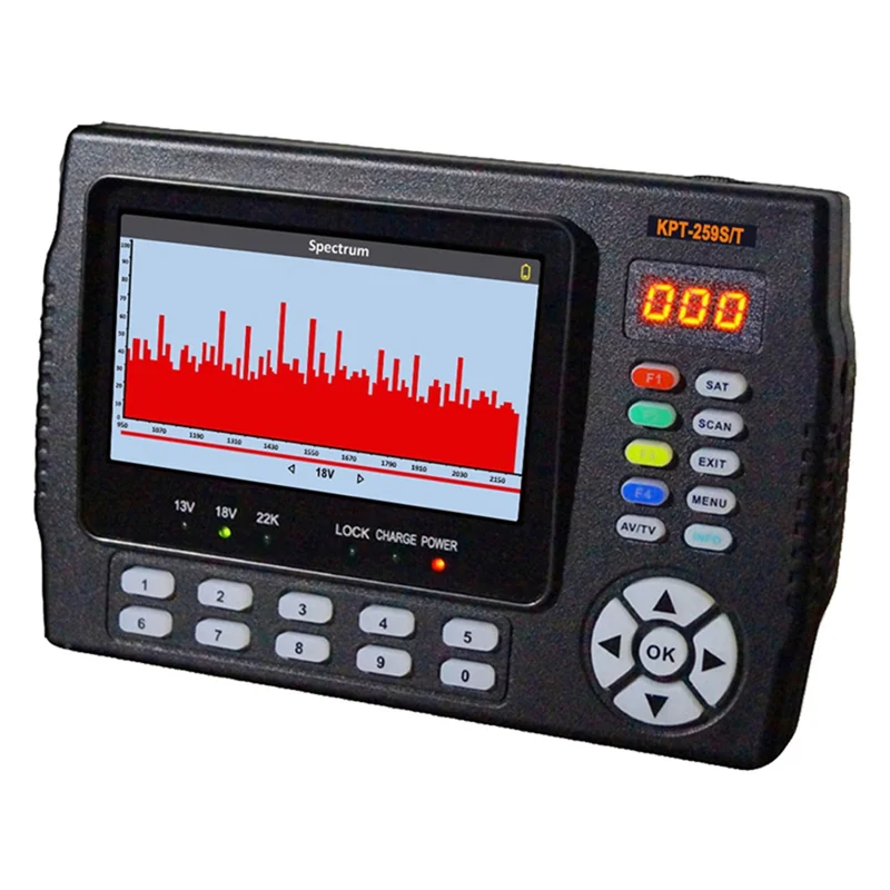 

T06C-KPT-259ST DVB-S2 DVB-T2 DVB-C Satellite Findersmeter HD Satellite TV Receiver Spectrum Analysis Better Satlinks US Plug