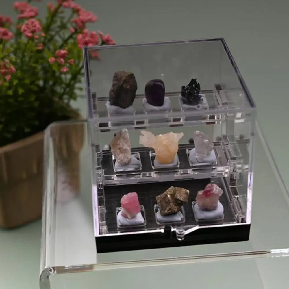 Acrylic Crystal Display Case Display Holder Organizers Stones, Rocks & Gemstones Collection Three-layer Display Rack Container