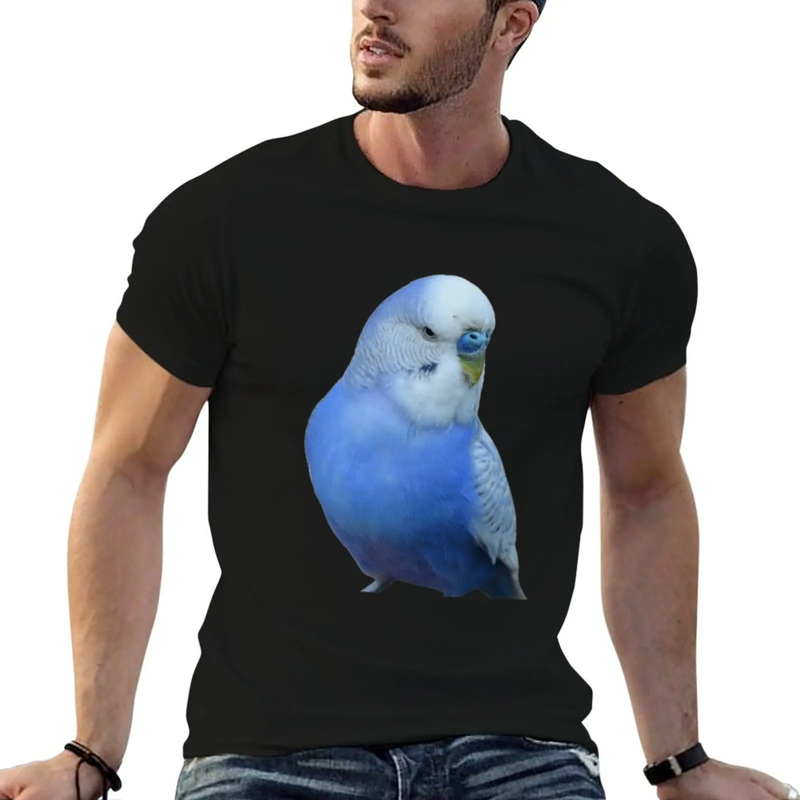 Blue Budgie Parakeet Lovers Design T-Shirt summer clothes Luxury man mens graphic t-shirts pack