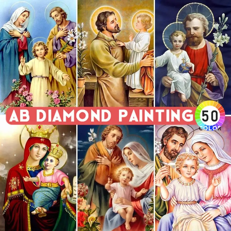 5D AB Drills Diamond Painting, Religion Icon, Woman, Baby Cross Stitch Kit, Full Square Embroidery, Mosaic Art Picture of bal inestones