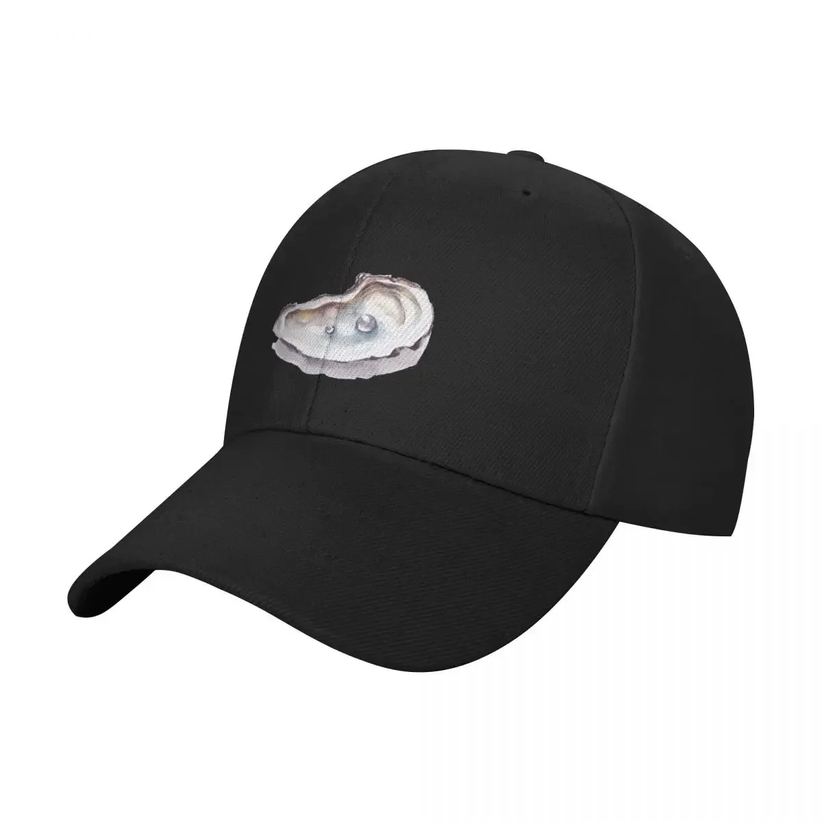 Watercolour painting of an oyster shell with shiny pearls Baseball Cap Fashion Beach Hood luxury woman cap Men's Women's