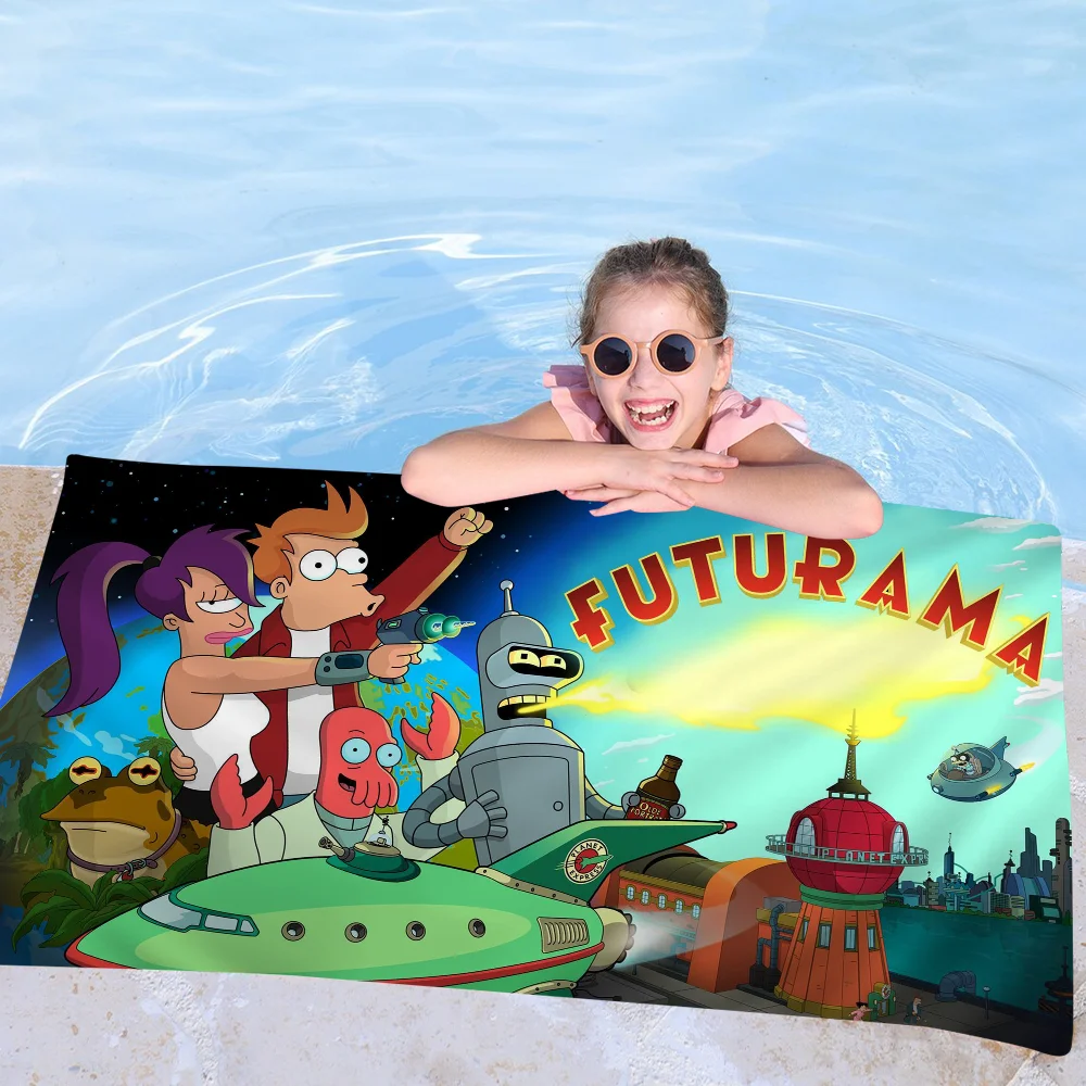 Cartoon F-Futurama Microfiber Beach Towel Absorbent Quick Dry Soft Yoga Swimming Resort Mountain Climbing Towel