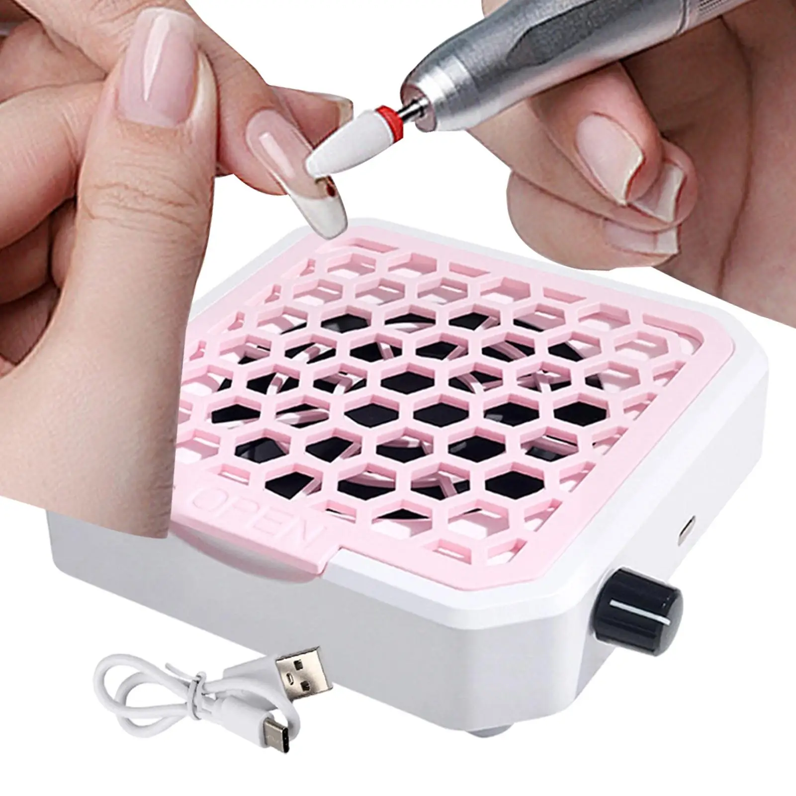 Portable Nail Vacuum Cleaner For Applying Rhinestones And Removing Nail Dust Japanese-style Low-noise Nail Polishing Remover