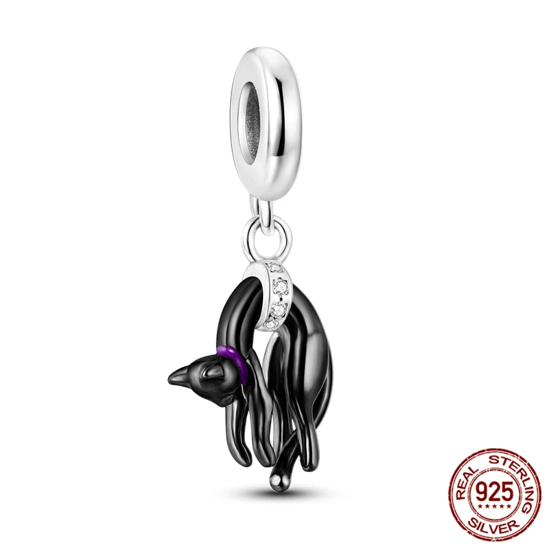 

925 Sterling Silver Black Fish Pendant Beads Paired with an Original Bracelet: DIY Women's Jewelry Gift