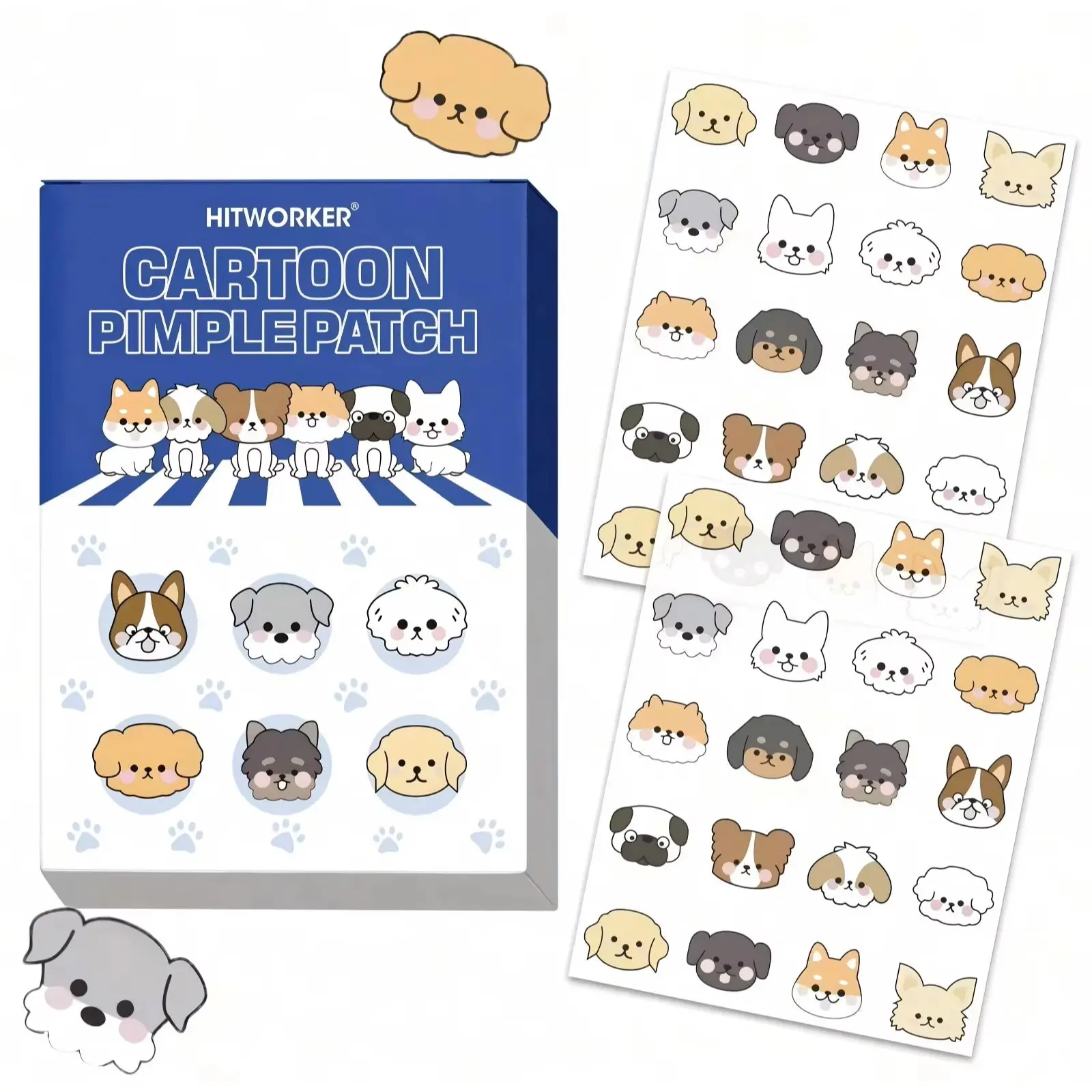40枚/箱 漫画のかわいい犬のステッカー - 防水、アルコールフリー、低刺激性、肌に優しく、あらゆる肌タイプに適しています。