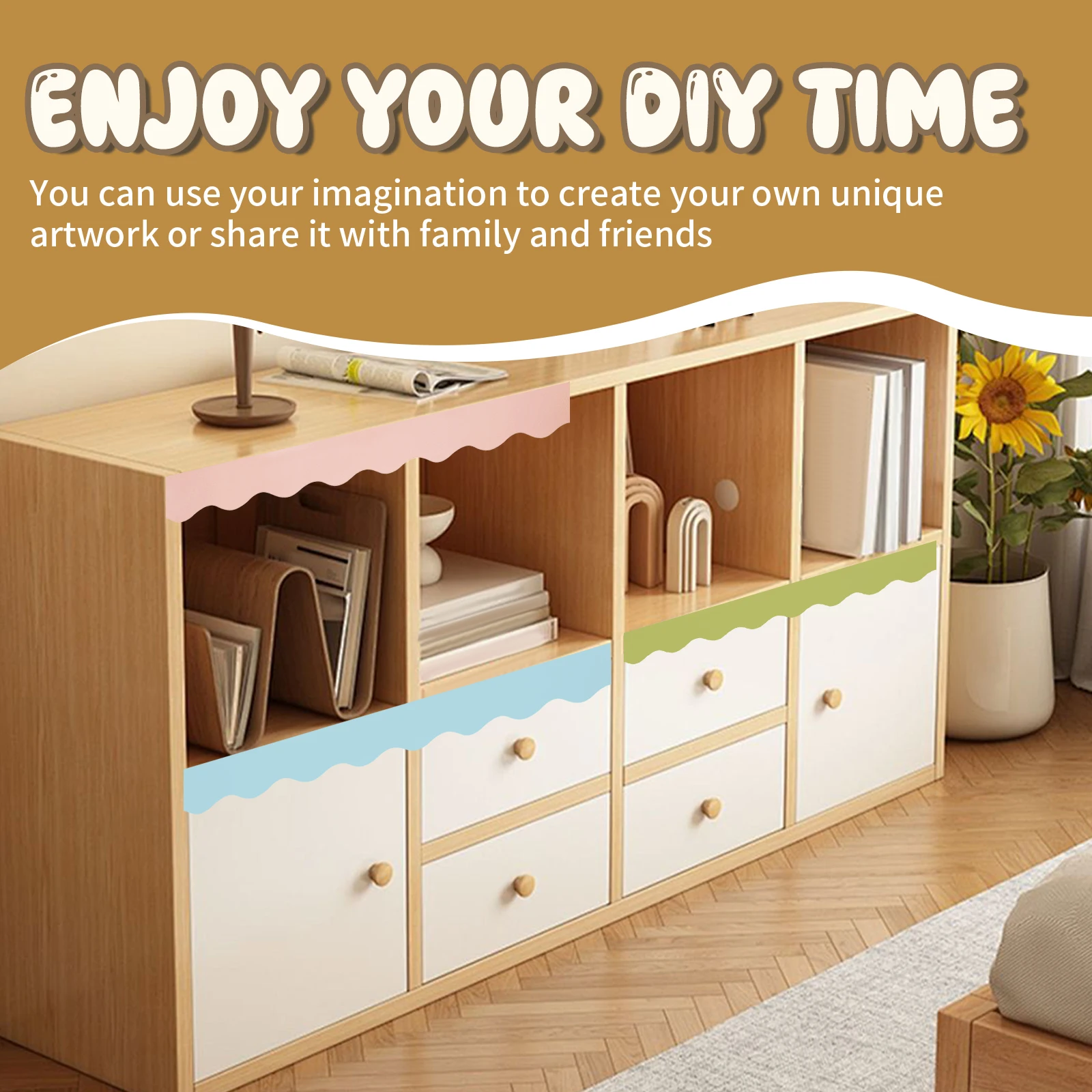 6/8 لفات لوحة إعلانات الفصول الدراسية ملصق الحدود ملصق ملون متموج حافة ورقة حفلة المنزل لتقوم بها بنفسك لوحة إعلانات الجدار الديكور 10 متر