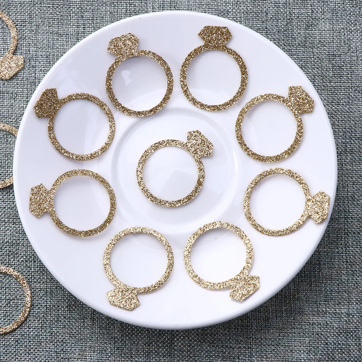 

100Pcs Super Flash Golden Rings Shape Confetti Double Sided Biodegradable Eco Friendly Supplies for Wedding Party Birthday Table