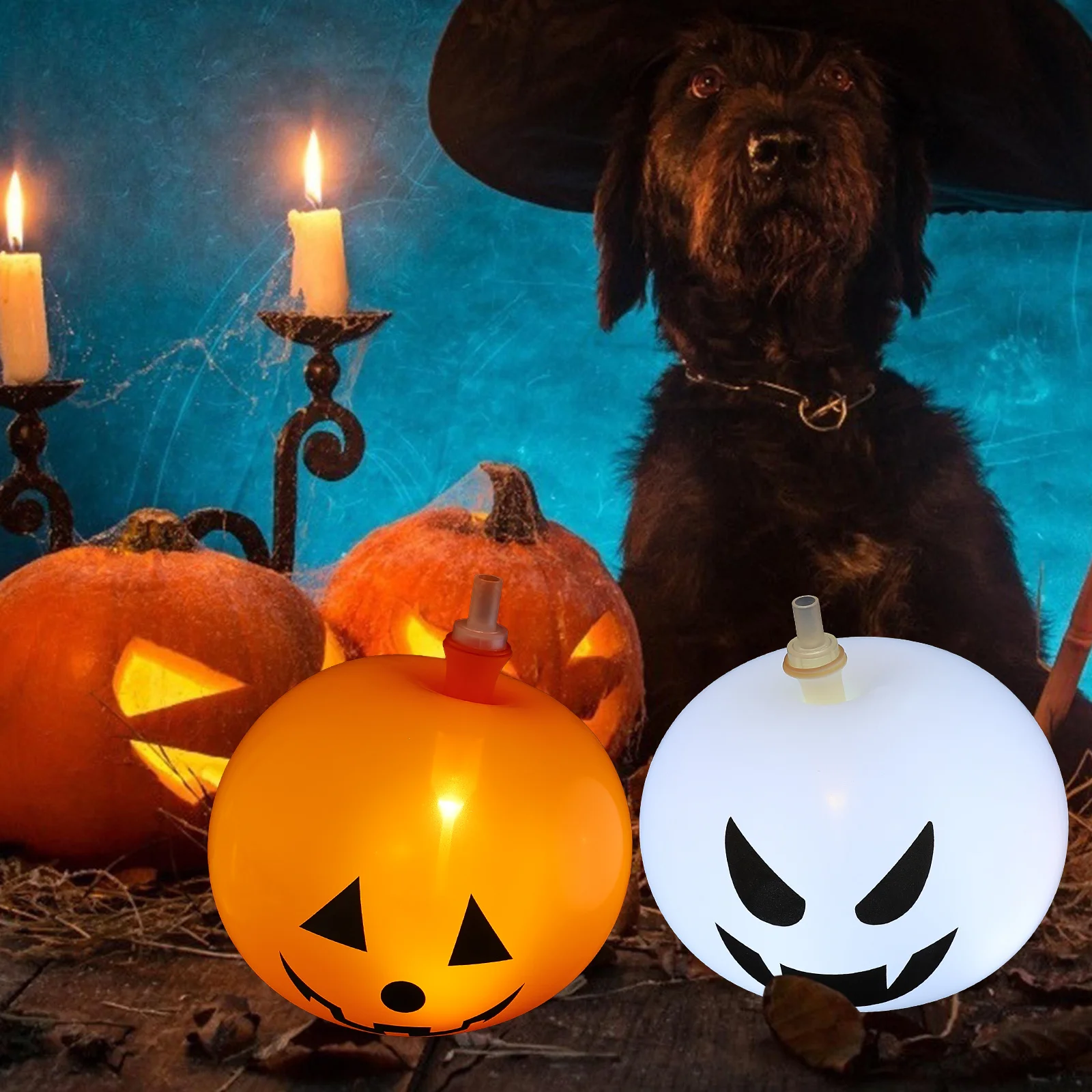 

15pcs Halloween Party Balloons Pumpkin Shape Led Light Creepy Decor Balloon Set Home Wedding Bar Holiday Party Supplies