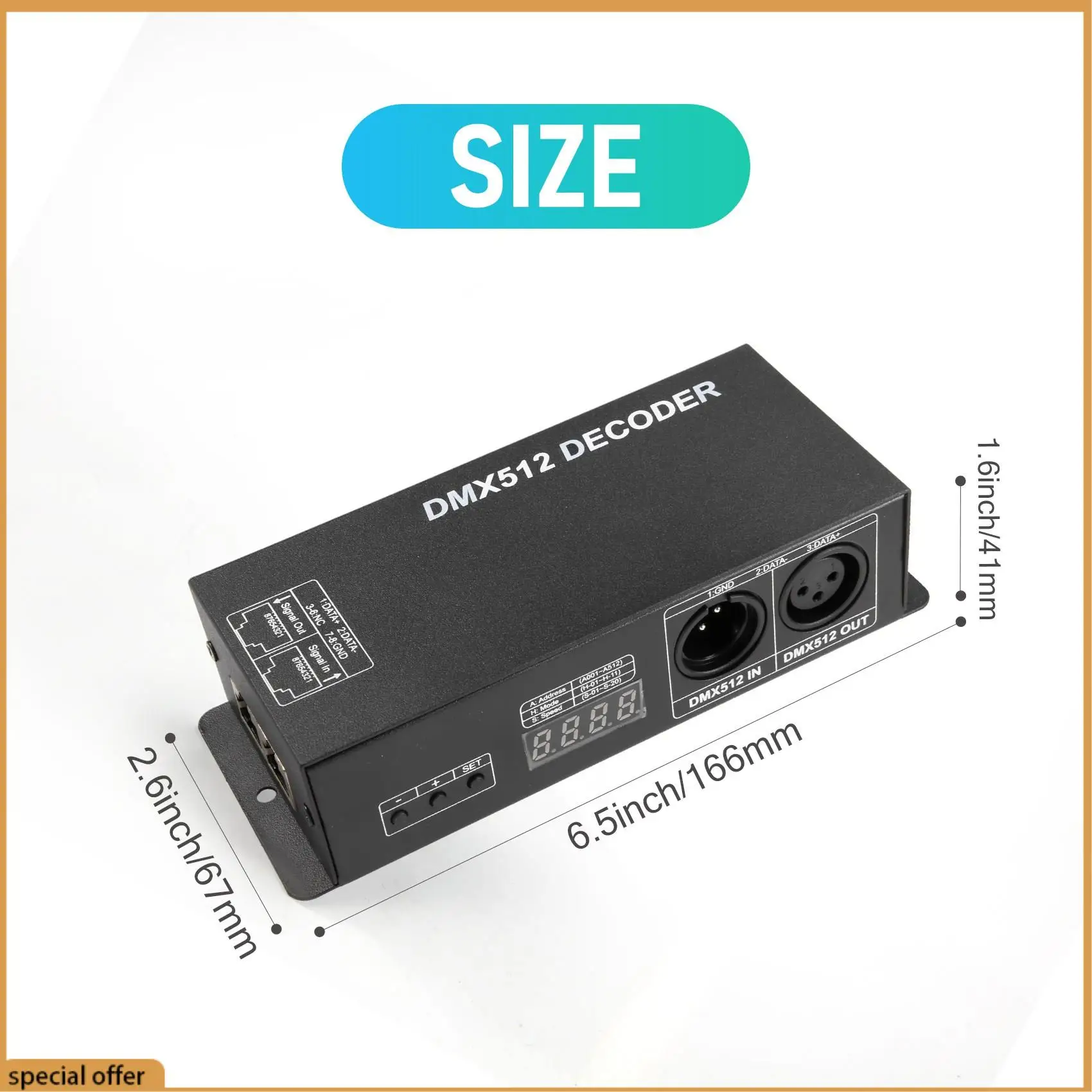 A68Z Controller LED Dmx ad alta potenza LED DMX 512 Driver dimmer decodificatore DC12V-24V per striscia o luci LED RGB (3 canali)