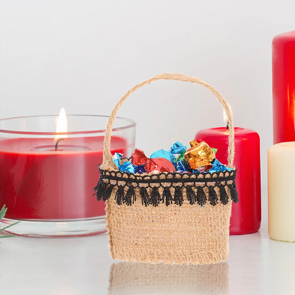 

5Pcs Wedding Favor Bags Miniature Handheld Gift Pouches Candy Storage Floral Basket Party Decoration Treat Holder