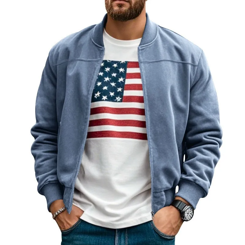 

Men's Bomber Jacket American Flag Print T-Shirt 2-Piece Set Multi-Color Options