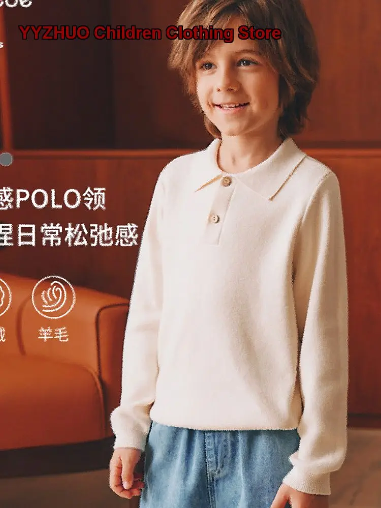Koala Nose Textured Polo Neck Knit Top Kids Autumn Winter Soft Multicolor Warm
