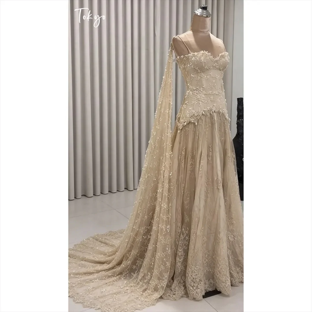 Tokyo Customized Sequin Embellished Lace Prom Dress Spaghetti Strap Sweetheart vestidos de noche Soft A-line Mermaid Formal 2026