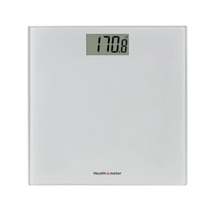 

Compact Digital Glass Bathroom Scale 450 lb Capacity, 4 Load Cells, 3.2" LCD Display, Tempered Glass Platform, Auto Shut-Off, L