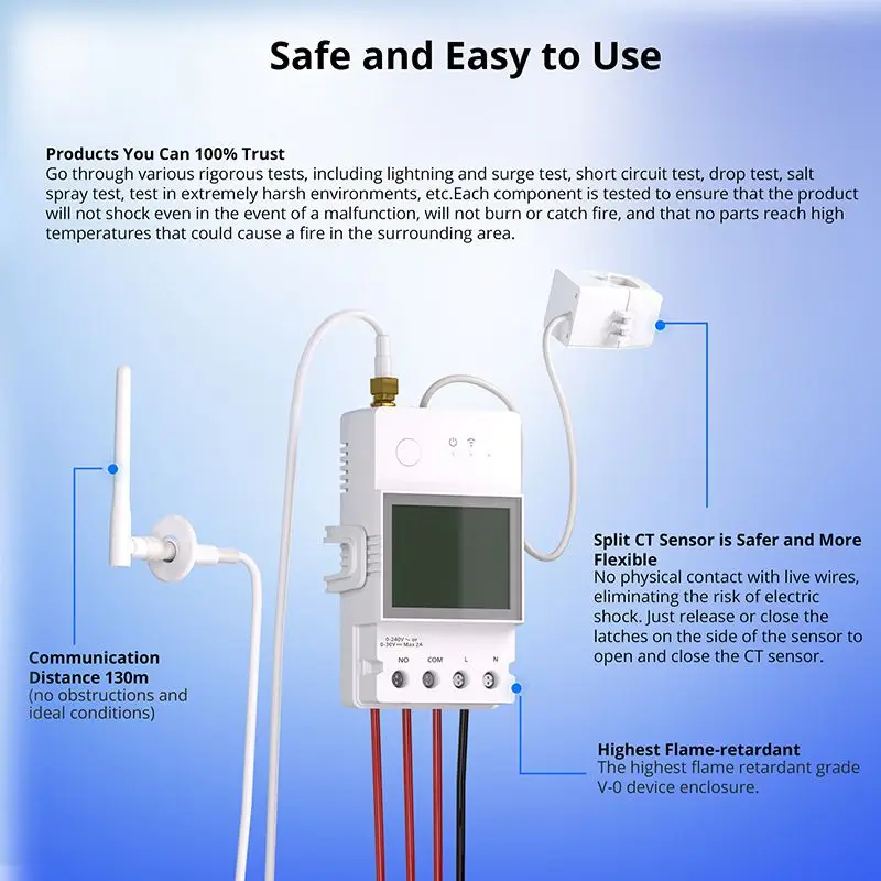 SONOFF POWCT POW medidor de potencia inteligente, Monitor de energía, anillo WiFi, interruptor de hogar inteligente, soporte de Control de