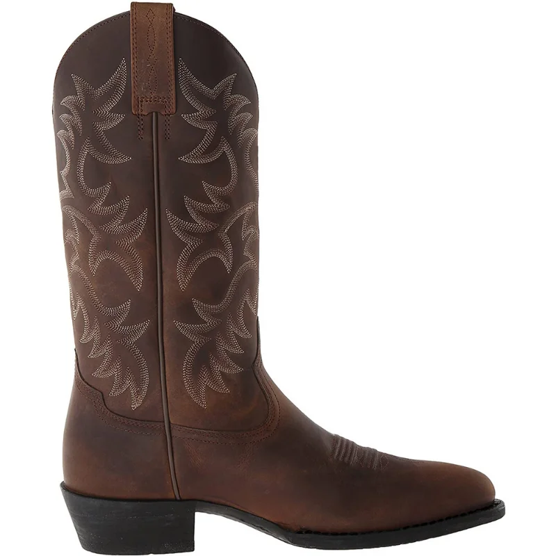 Handmade Men Cowboy Boots Embroidery Western Boots Pointed-toe Mid-calf Male Boots New Slip on Men Riding Boots Zapatos Hombre