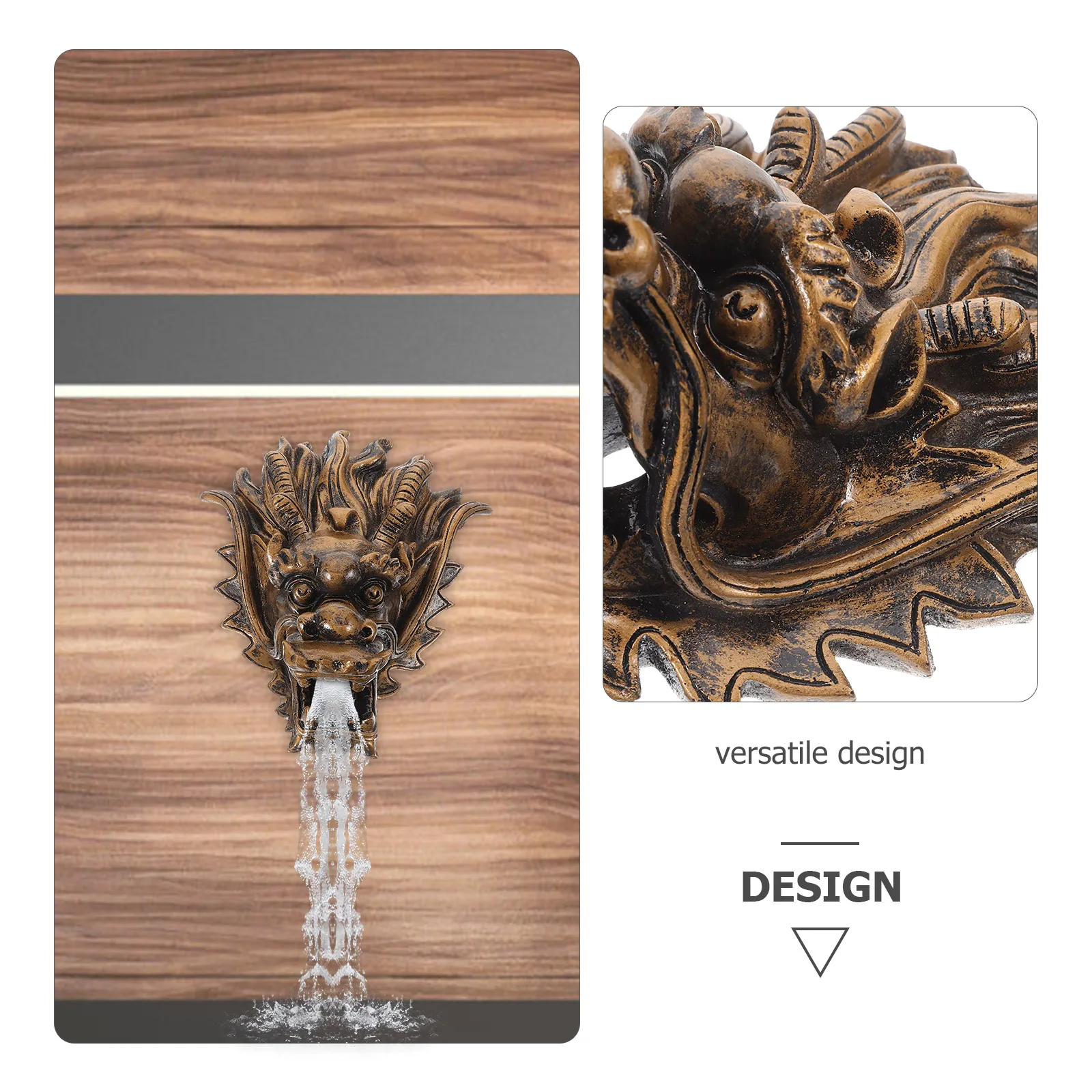 

Outdoor Fountain Resin Wall Fountain Large Garden Water Feature Villa Decoration Dragon Head Backyard Ornament Garden Water