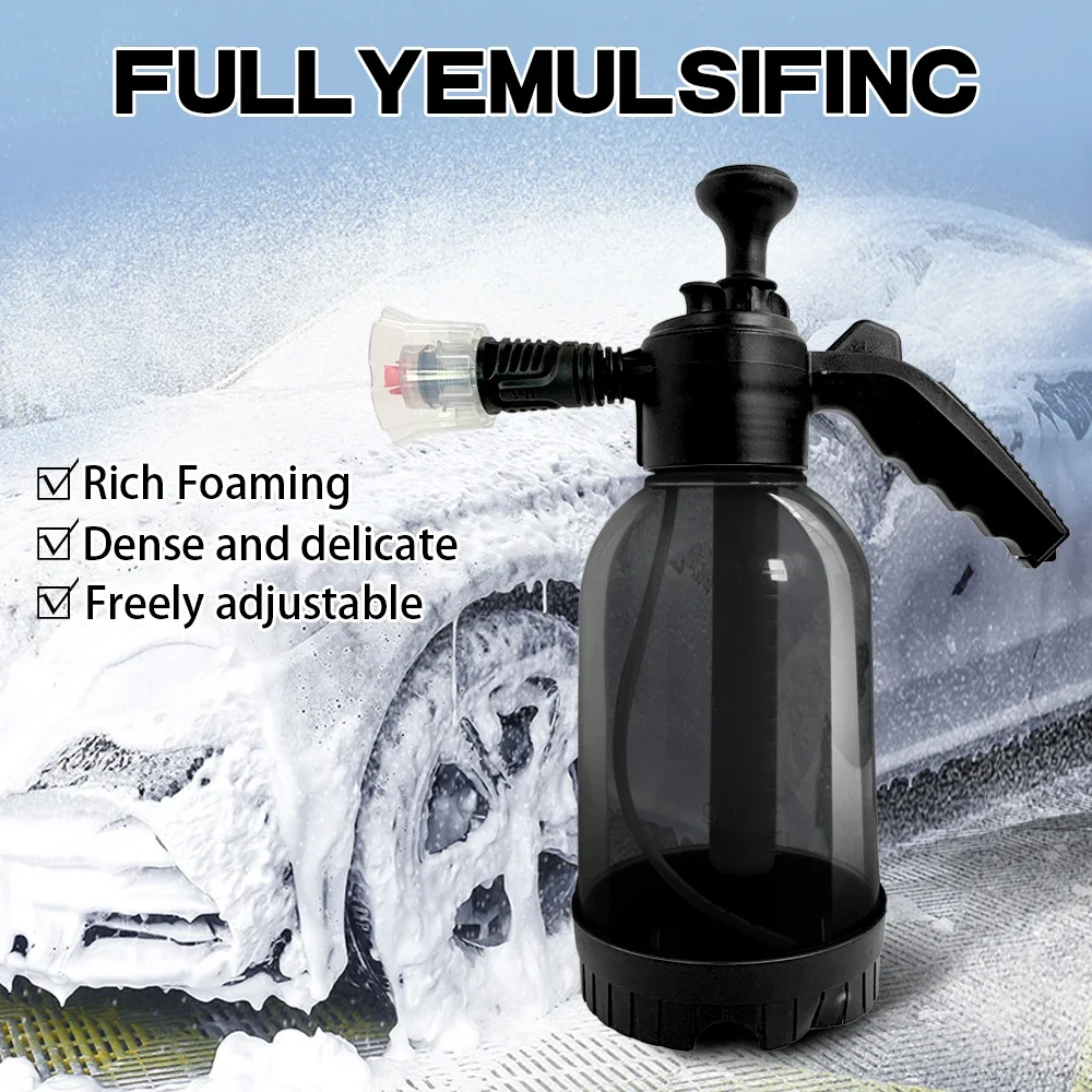 Car 2L Hand Pump Foam Sprayer Nozzle Hand Pneumatic Washer Foam Cannon Snow Foam Auto Wash Spray Bottle for Home Car Cleaning