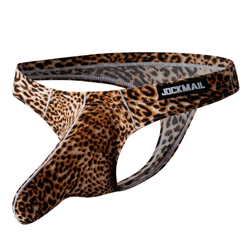 Jockmail Jockstrap Gay Underwear Men Bikini Briefs Sexy Male Panties Leopard Underpant Thong G-string Panties T Back Transparent