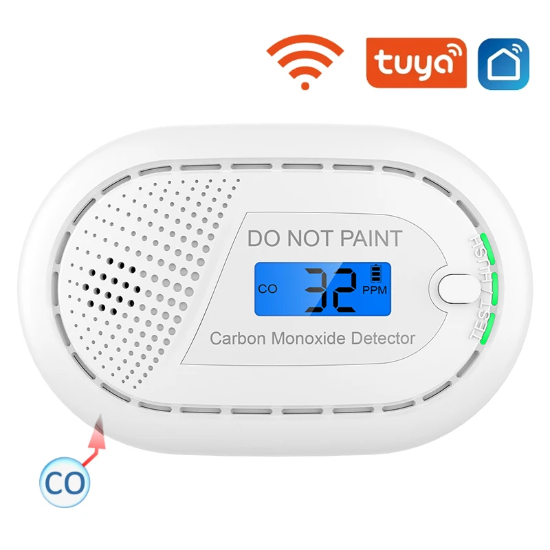 CPVAN Tuya Smart WiFi Carbon Monoxide Detector Home Security System CO detector 85dB Wireless CO Alarm sensor 10 Yeas battery