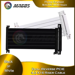 Dual Reverse PCIE 4.0 X16 Riser Cable 18.5cm 20cm Mini ITX Case Video Card Extension Shielded Flexible Lossless Black/White