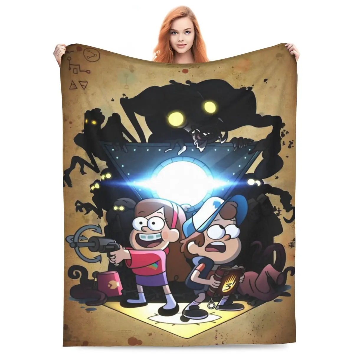 Gravity Falls Knitted Blanket Fleece Bill Cipher Adventure Mystery Comedy Animated Warm Throw Blanket for Home Couch Bed Rug