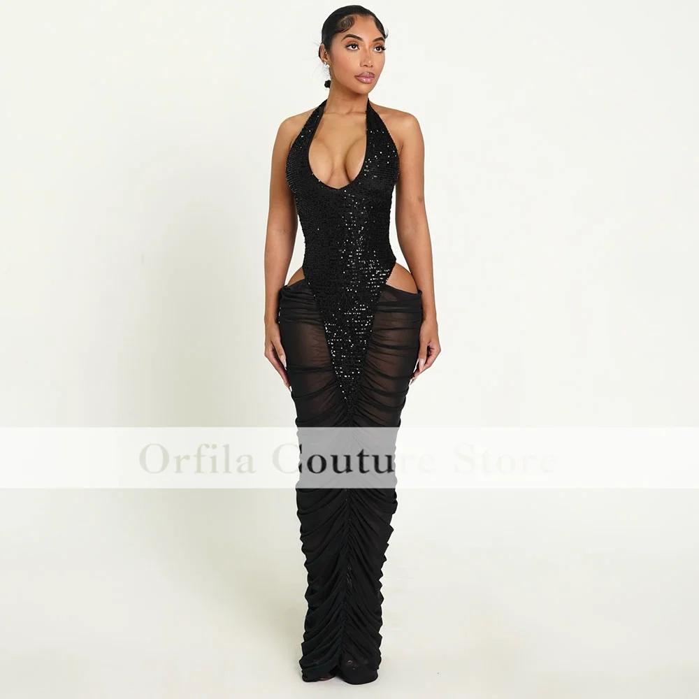 Sexy schwarze Abendkleider für besondere Anlässe 2026, sexy Pailletten-Meerjungfrau-Abschlussball-Kleider, Partykleid, De Fiesta, individuell gestaltet