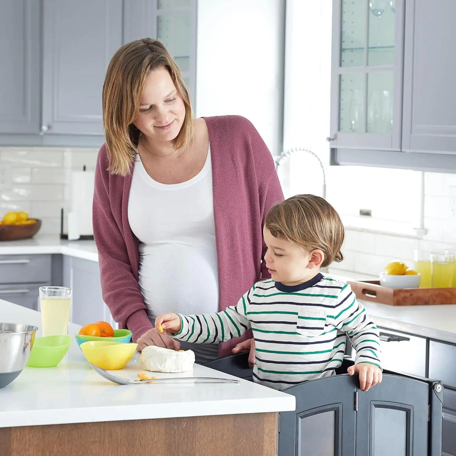 Stewart Kitchen Helper ® Toddler Tower - Charcoal: Kids Folding Wood Kitchen Platform, Adjustable Height Step Stool for T