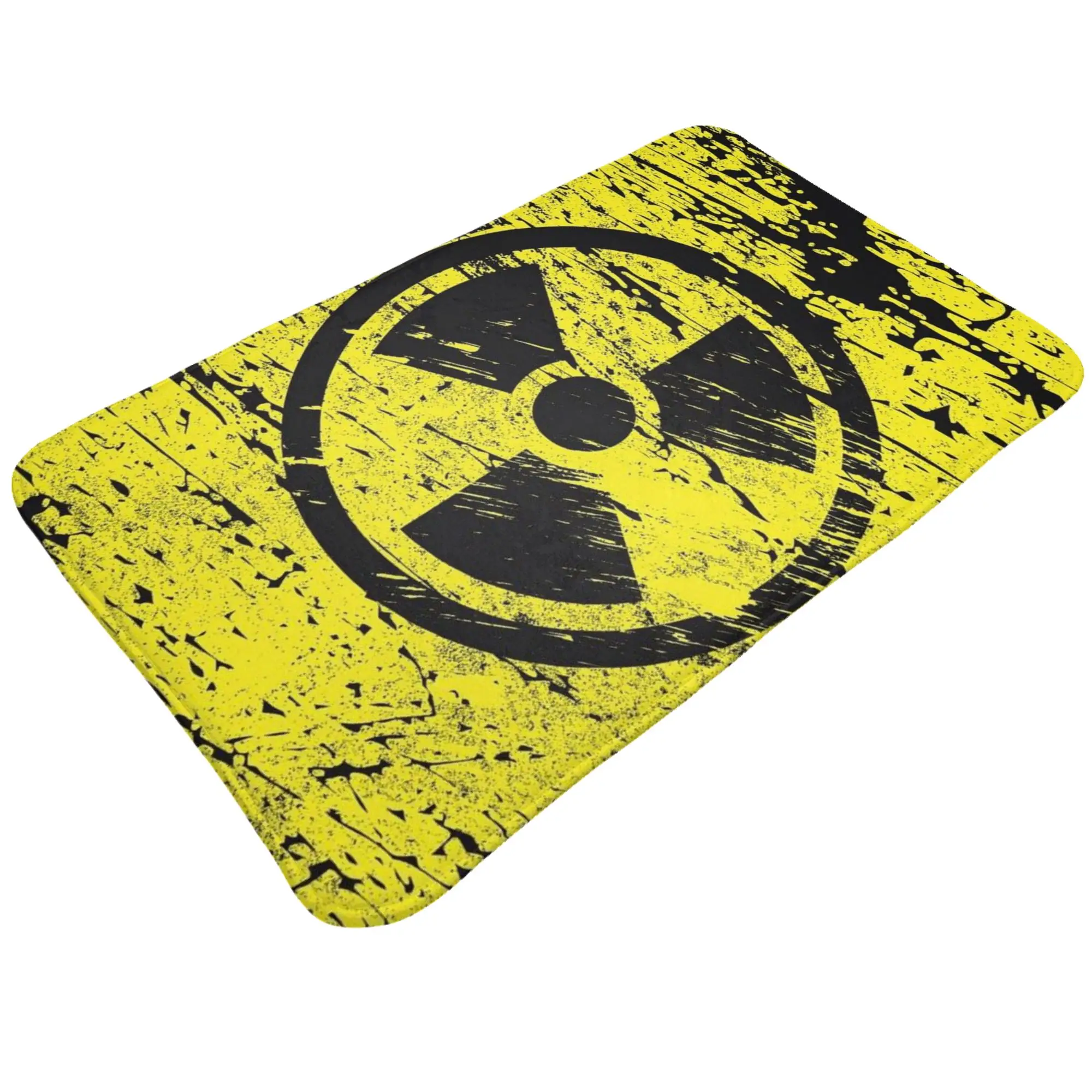 Yellow Grunge Radioactive Warning Sign Anti-Slip Doormat Living Room Mat  Entrance Indoor Home Decor