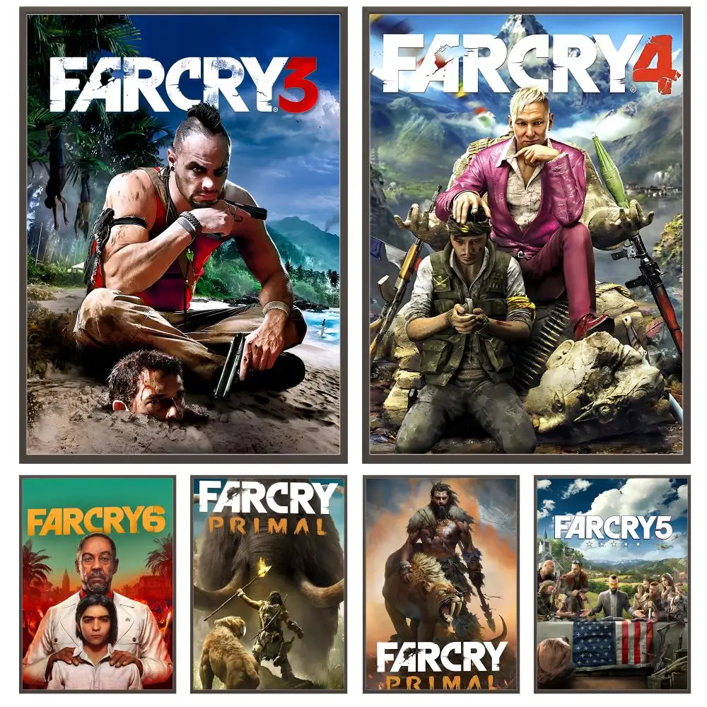 Póster emocionante del juego Open World f-Far Crys, arte de pared versátil HD resistente al agua, decoración autoadhesiva para cualquier espacio, regalo ideal