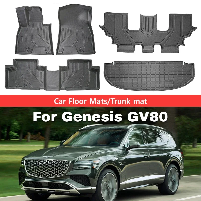 

Автомобильные коврики для Genesis GV80 Seven-Seats 2020-2025, модель топлива, TPE, коврик для багажника, коврик для спинки, защитный коврик для грузового вкладыша