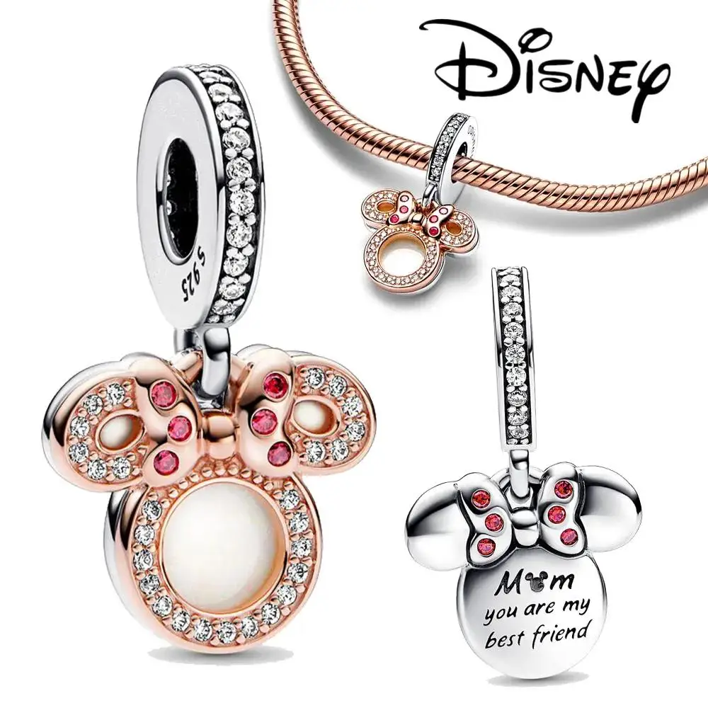 Disney-Breloque en argent regardé 925 pour femme, perle de soupière des travailleurs, convient au bracelet Pandora original, pendentif bijoux, cadeau de bricolage, 100e, 2024