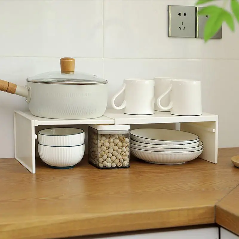 Armadietto espandibile Scaffale Organizzatore Armadietto salvaspazio a strati Scaffale impilabile Antiscivolo Leggero e resistente per riporre la cucina