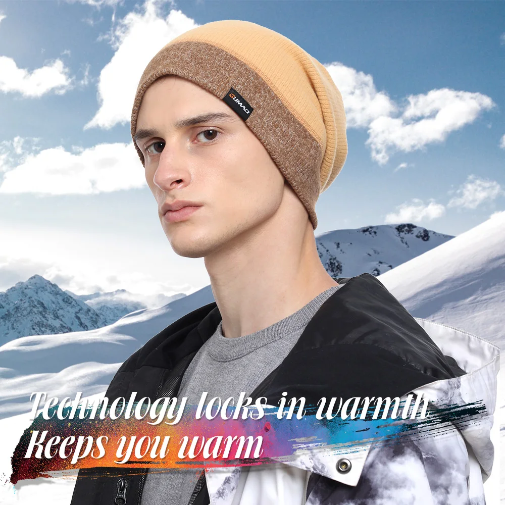 Knitted Hats Warm Head Wrap Soft Beanies Casual Cap Hip Hop Sports Snowboard Hiking Cycling Ski Hat for Men Women Autumn Winter