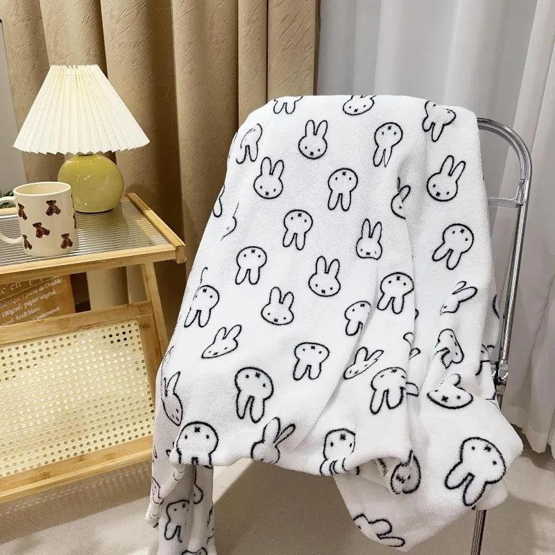 

​​Miffy Rabbit Flannel Cartoon Blanket Ultra-Soft Air Conditioning Throw for Nap Stroller Bedroom Ins Style Autumn Winter Gift