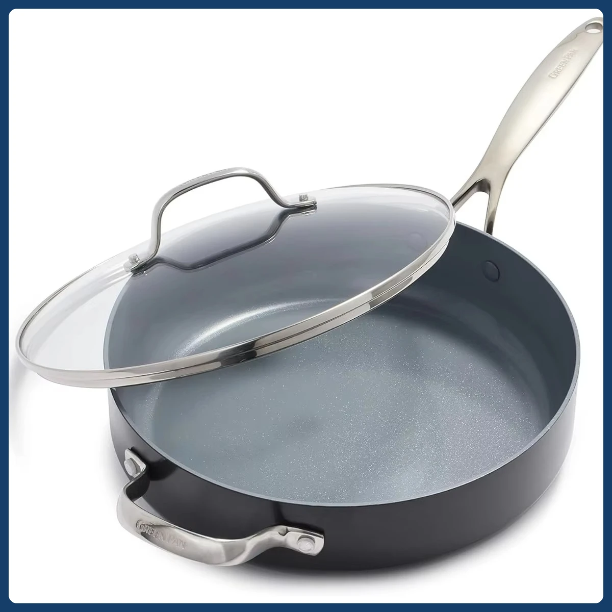 

Healthy Ceramic Nonstick Frying Pan, 4.5QT Induction Ready Skillet with Lid, Oven & Dishwasher Safe