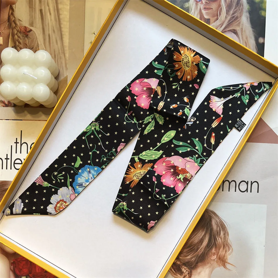 Großhandel koreanische japanische romantische Gänseblümchen-Druck Twill Schal Haarband Halstuch FourSeasons Tasche Dekoration Geschenk